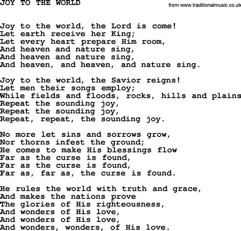 Johnny Cash song: Joy To The World, lyrics