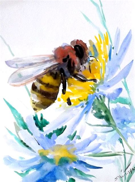 Bee, Original watercolor painting, 12 X 9 in, honey maker, bee art, animal art | Watercolor ...