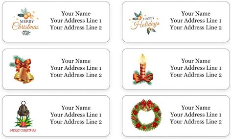 Amazon.com : Custom Holiday Return Address Labels - 2.625" x 1" Labels ...