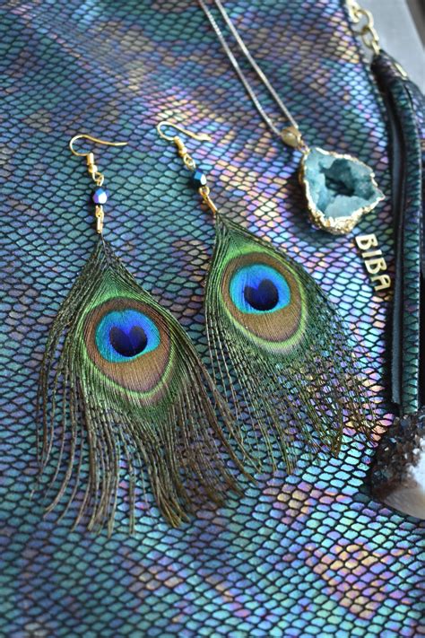 Small Peacock Feather Earrings