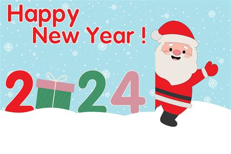 Merry christmas and Happy new year 2024 with santa claus cute cartoon.for Christmas and New Year ...