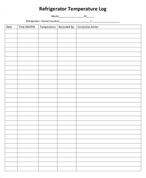 Printable Temperature Log For Refrigerator - Printable Word Searches