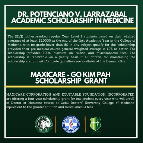 College of Medicine offers Scholarships | Cebu Doctors' University