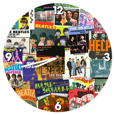 Beatles Clock: The Beatles Singles Covers Collage -Beatles Fab Four ...