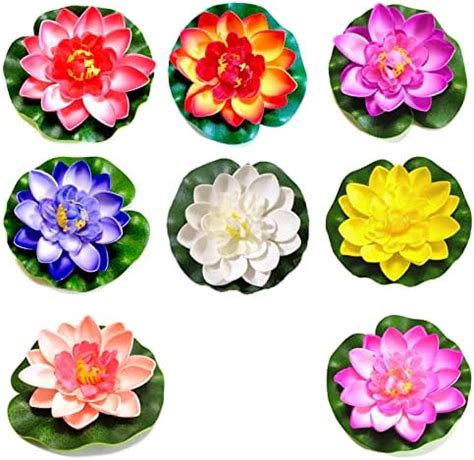 PERFETSELL 5 PCS Floating Flowers for Ponds, Artificial Foam Lotus Flowers Fake Floating Pond ...