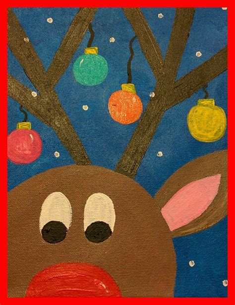 Guided Art: Reindeer on Canvas | Christmas art projects, Christmas art ...