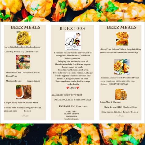 WELCOME TO BEEZ 100S CATERING SERVICES WEBSITE - BEEZ MENU 1