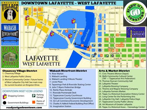 Tourist Map of Downtown Lafayette and West Lafayette