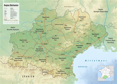 Carte de l'Occitanie - Occitanie carte des villes, départements ...