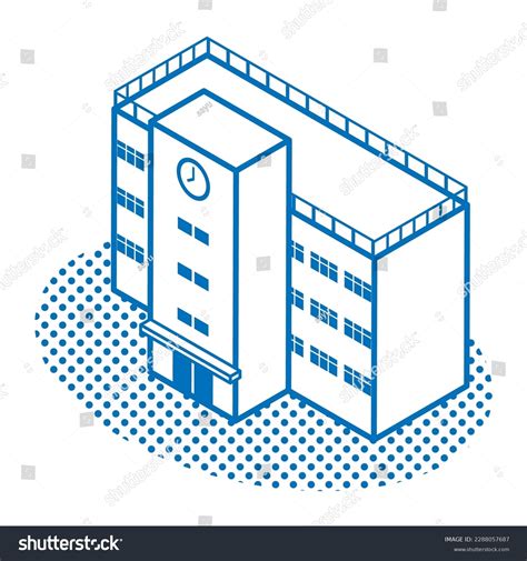 School Building Line Art Style Isometric Stock Vector (Royalty Free) 2288057687 | Shutterstock