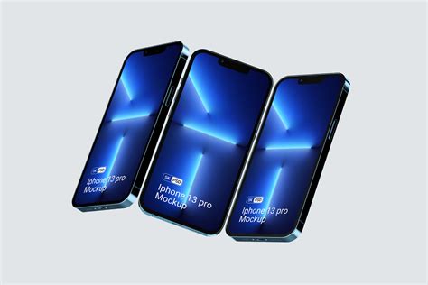 Three Iphones 13 Pro V4 Front View | Mockup store | Creatoom