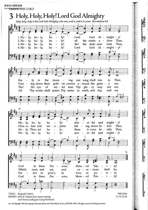 Hymn-Holy, Holy, Holy! Lord God Almighty Sheet Music pdf, - Free Score Download ★