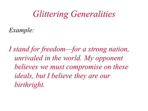 Glittering Generalities Propaganda Examples