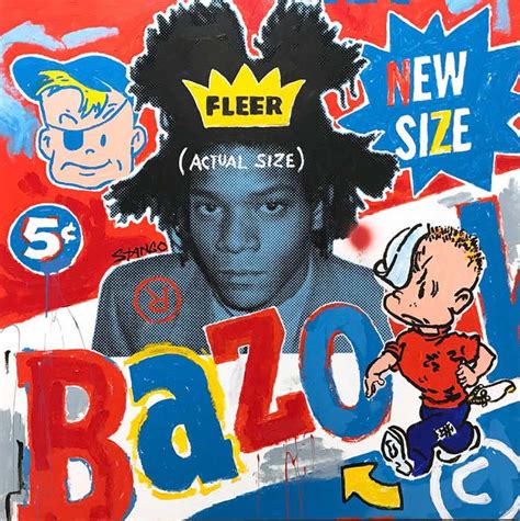 John Stango - "Bazooka Basquiat" Bazooka Gum and Jean Michel Basquiat Acrylic Painting on Canvas ...
