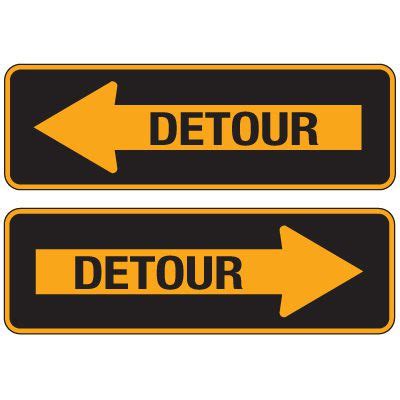 Reflective Traffic Signs - Detour Arrows, Detour Sign | Emedco