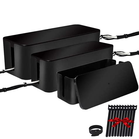 Pinksheep Cable Management Box, Set of Three Cord Organizer Wire ...