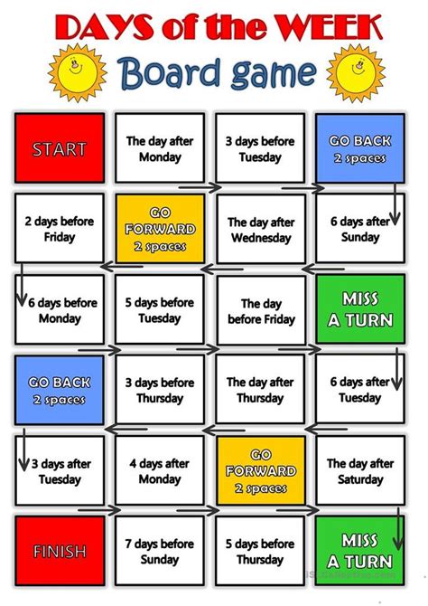 Days of the week - Board game - English ESL Worksheets for distance learning and physical ...