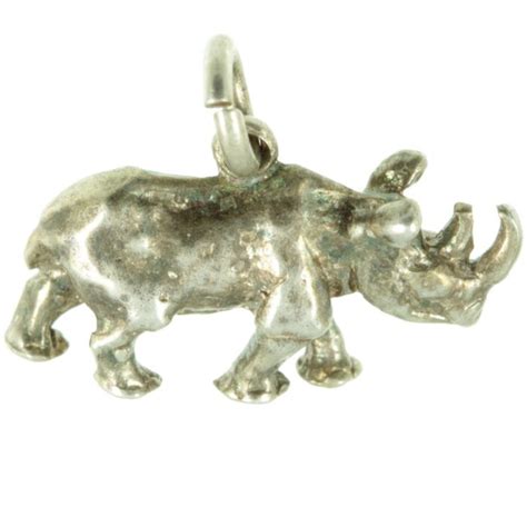 Silver Rhino Charm - Carus Jewellery