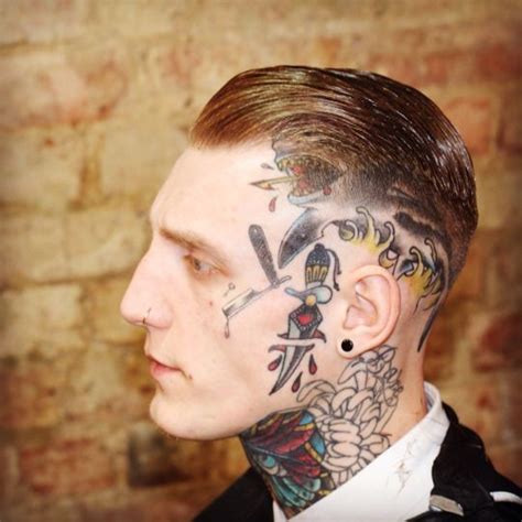 barberbitethythumb | Barber tattoo, Facial tattoos, Face tattoos