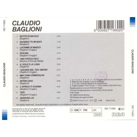 Claudio Baglioni - Claudio Baglioni comprar mp3, todas las canciones