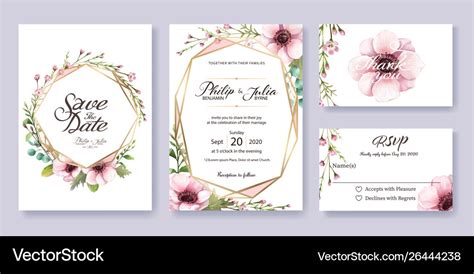 Wedding invitation save date rsvp card Royalty Free Vector