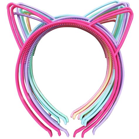 12pcs Lovely Cat Ears Hairbands for Girls Plastic Headband Women Kids Cosplay Party Hair Band ...