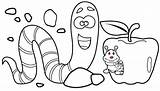 Amazing Worms On The Soil And In Apple coloring page sketch template
