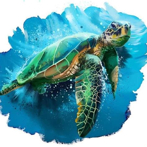 5D Diamond Painting Green Turtle Kit | Bonanza Marketplace | Sea turtle drawing, Sea turtle ...