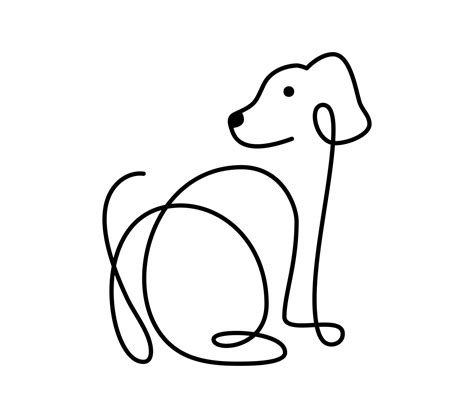 Cute one line vector dog logo. Minimalist pet in abstract hand drawn style, minimalist one line ...