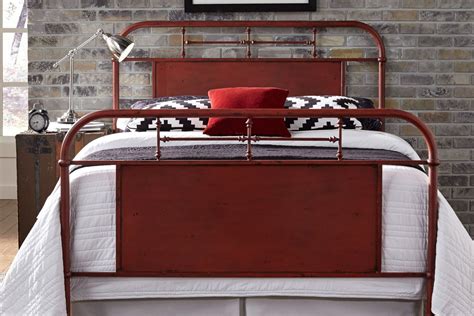 Vintage Full Red Metal Bed at Gardner-White