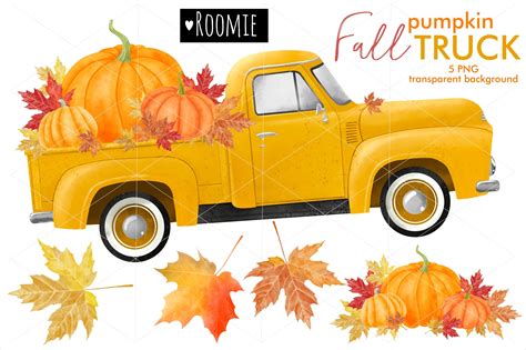 Fall Gnome PNG clipart Autumn Pumpkin Truck hand drawn watercolor instant download digital ...