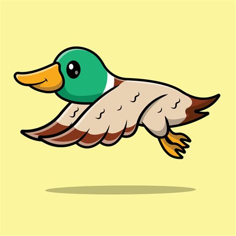 lindo pato pájaro volando dibujos animados vector icono ilustración ...