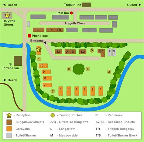 Holywell Bay The Meadow Park Site Map - Holywell Holiday Park