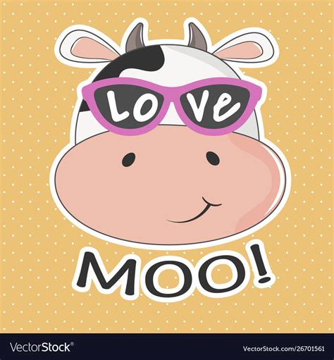 Lovely cow wearing stylish glasses Royalty Free Vector Image