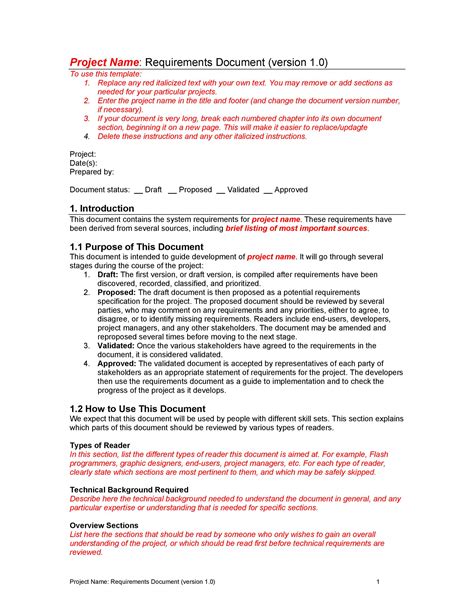 Example Business Requirements Document Template - Sfiveband.com