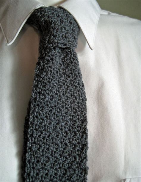 Mens Grey Tie, Crochet Fine Gauge HOT trend right now for those 'hipster' guys out there ...