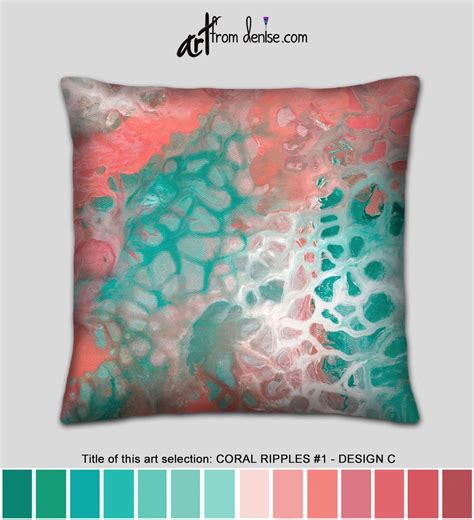 Teal and Coral Throw Pillows, Decorative Pillow for Bed Decor, Large Couch Pillows Set or ...