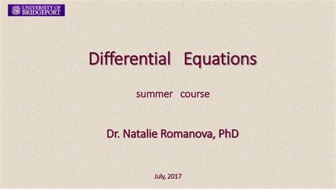 (PDF) Lecture 1 of Differential Equations course