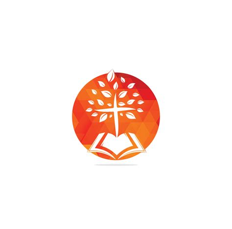 diseño del logotipo de la iglesia del árbol cruzado de la biblia ...