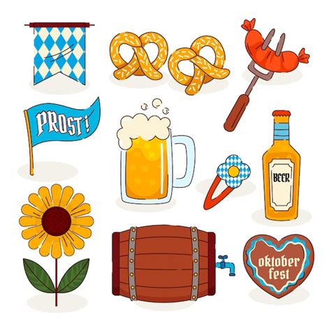 Free Vector | Oktoberfest hand drawn flat element collection