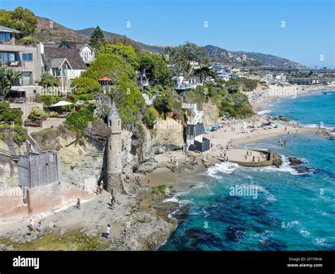 Aerial view of The Pirates Tower At Victoria Beach In Laguna Beach ...