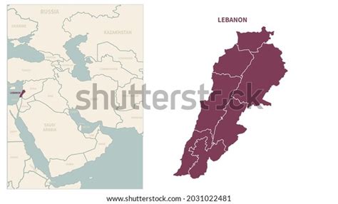 Lebanon Map Map Lebanon Neighboring Countries Stock Vector (Royalty ...