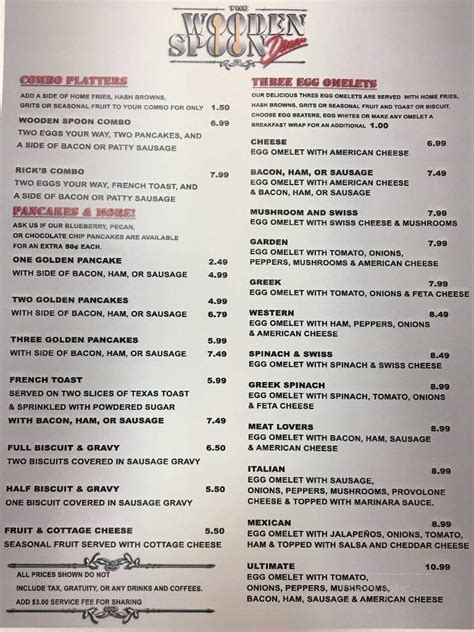 Menu of The Wooden Spoon Diner in Brandon, FL 33511