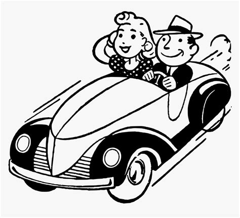 Car Clipart Etsy 50s - Drive A Car Clipart Black And White, HD Png ...