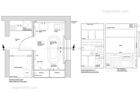 Bathroom Plan and Elevation DWG, free CAD Blocks download