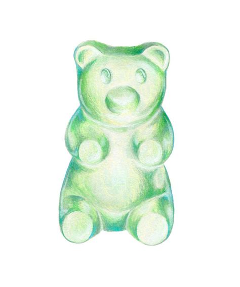 GUMMY BEAR GREEN-TEAL | Bear art, Gummy bears, Realistic drawings