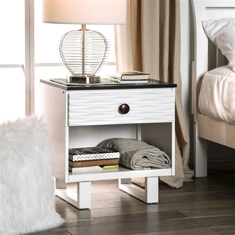 Furniture of America Tish Contemporary White Solid Wood Nightstand ...