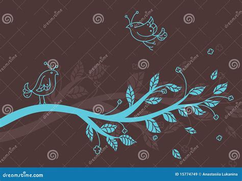 Vector branch with birds stock vector. Illustration of elegance - 15774749