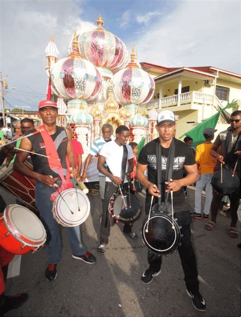 A tassa band accompanies the procession of a tadjah during the Hosay ...