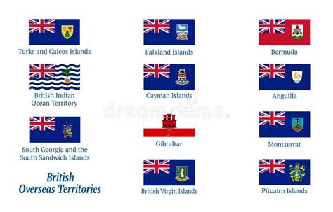 British Overseas Territories Flags. Set of Flags. Vector Illustration ...